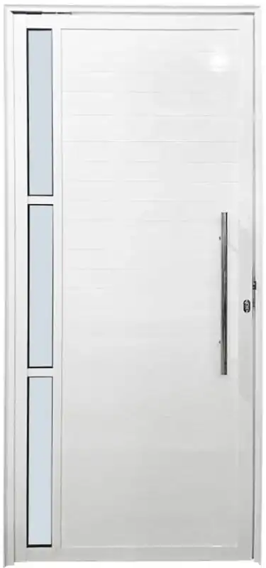 Porta De Aluminio Pivotante Lambril Visor Lateral Com Puxador Linha Premium Branco