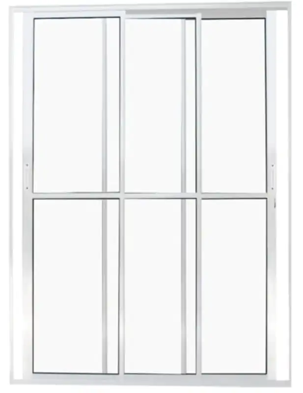 Porta De Correr 3 Folhas De Vidro Móveis Com Trinco 2,10 X 2,00 Cor Branco Linha Econ