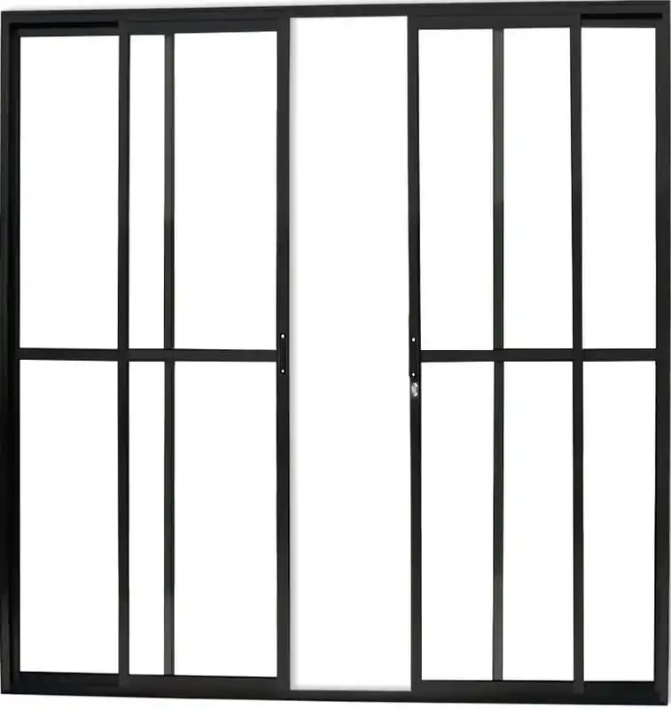 Porta Sacada 4 Folhas Com Trinco 2,10 X 1,80 Cor Preto Linha Econ