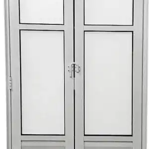 Porta De Aluminio Camarão Palheta Vidro Mini Boreal Com Trinco Linha Premium Branco