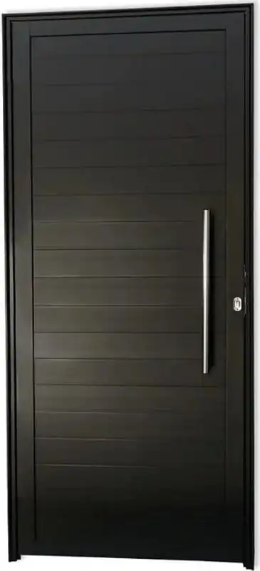 Porta De Aluminio Pivotante Lambril Com Puxador Linha Premium Preto