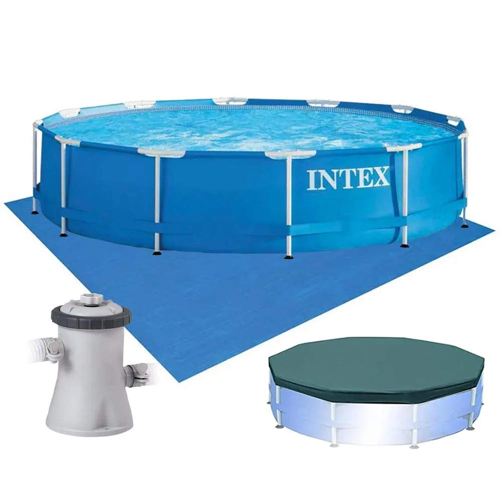 Piscina Estrutural 6.503 Litros Armação Azul + Capa + Filtro 220v + Forro - Intex