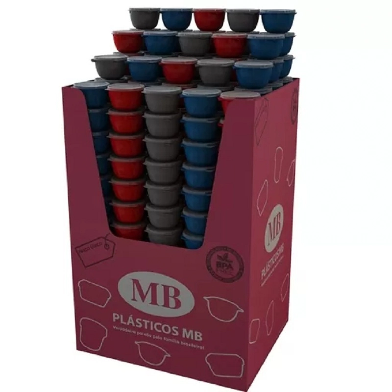 Bacia Redonda Plástica Com Tampa Cor Sortida Mb 500ml