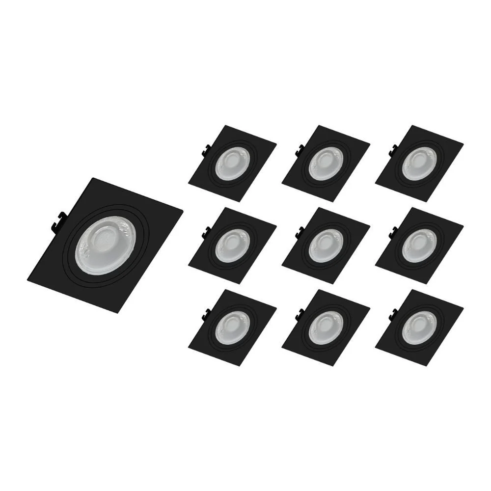 10 Spots De Embutir Plano Save Energy Par 20 E27 Bivolt Preto