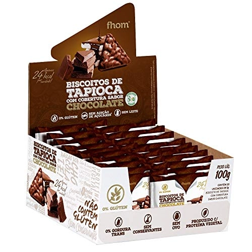 Biscoito De Tapioca Com Cobertura Sabor Chocolate 100g Fhom