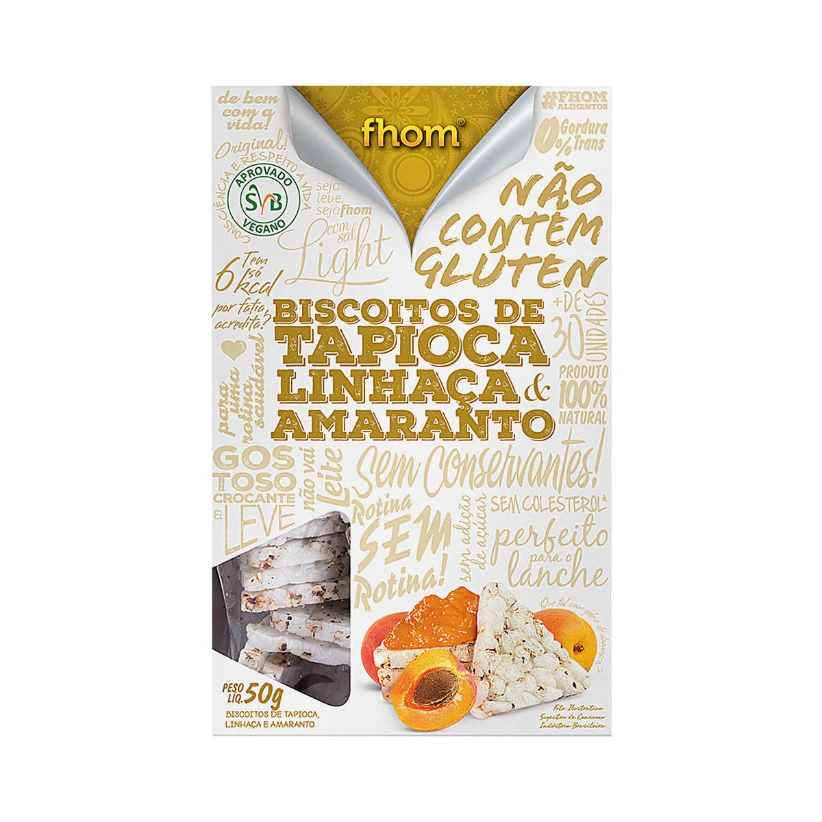 Biscoito De Tapioca, Linhaça E Amaranto Fhom Caixa 50g