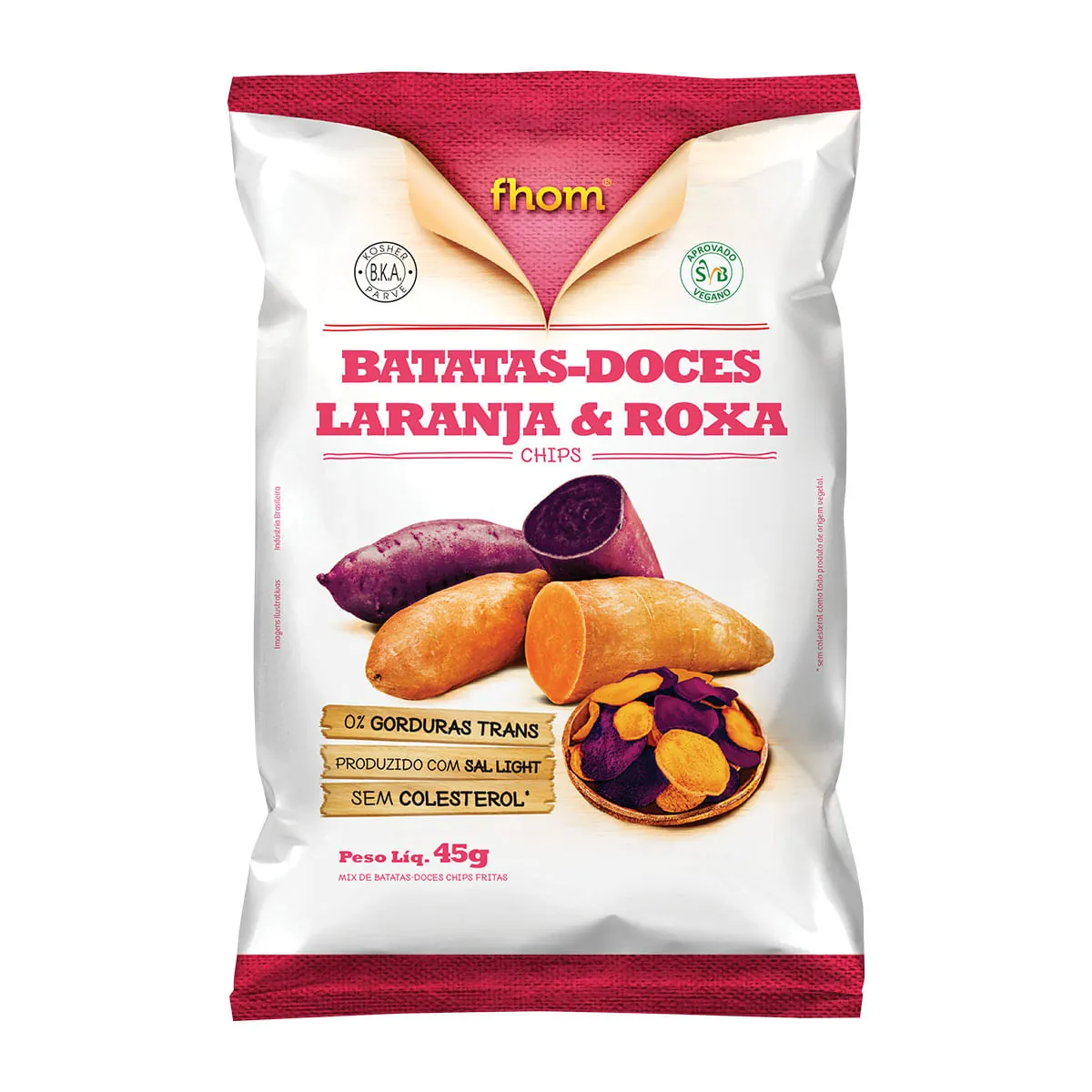 Raízes Batata Doce, Laranja e Roxa Chips 45g