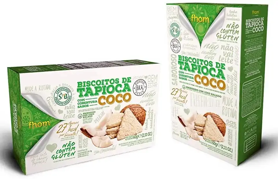 Biscoito De Tapioca Cobertura Coco Fhom Pouch 60g