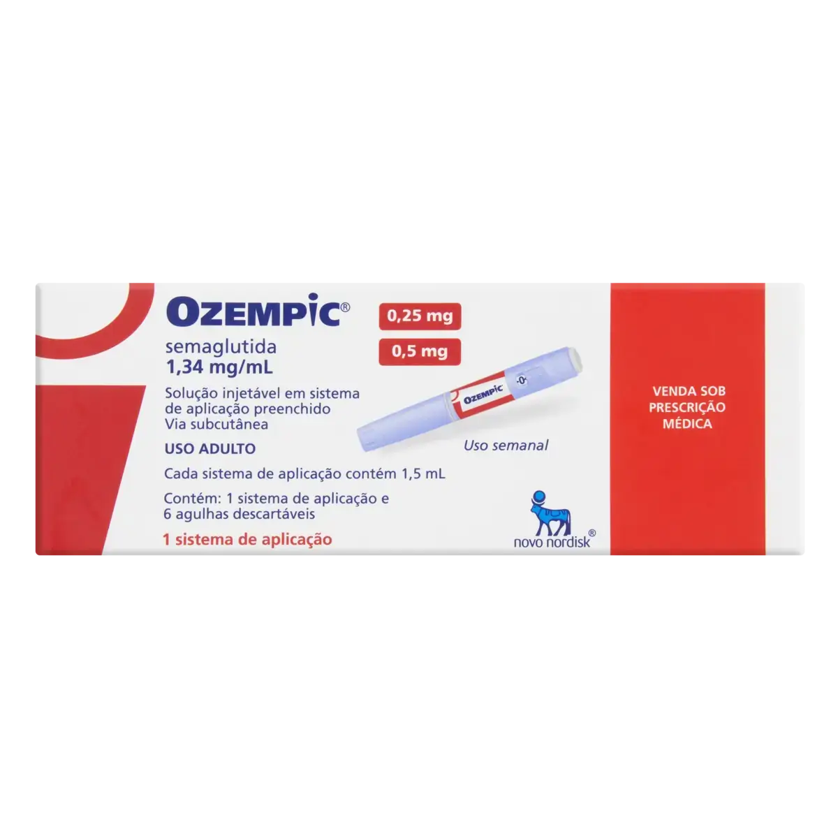 Ozempic 1,34mg/ml Novo Nordisk Caixa 1,5ml Solução Injetável 6 Agulhas Descartáveis