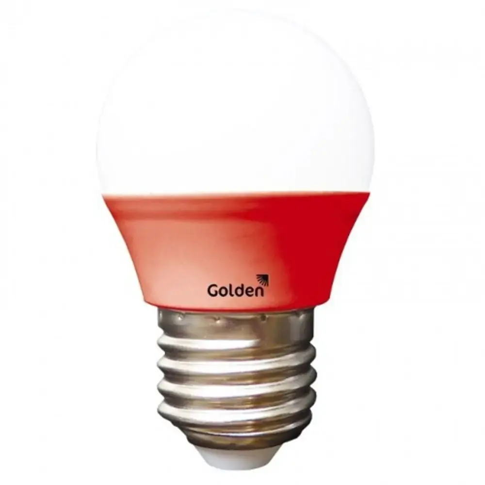 Lampada Golden Bolinha 3w Bivolt Verm.