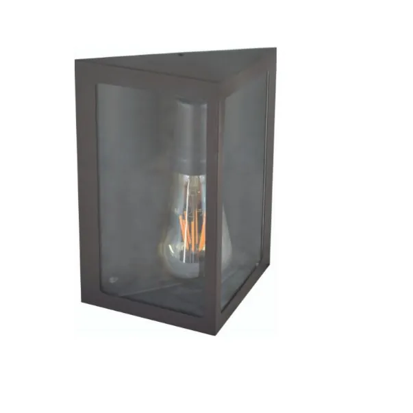 Arandela Externa Retro Triangulo 2 Vidros 23cm Marrom Rl