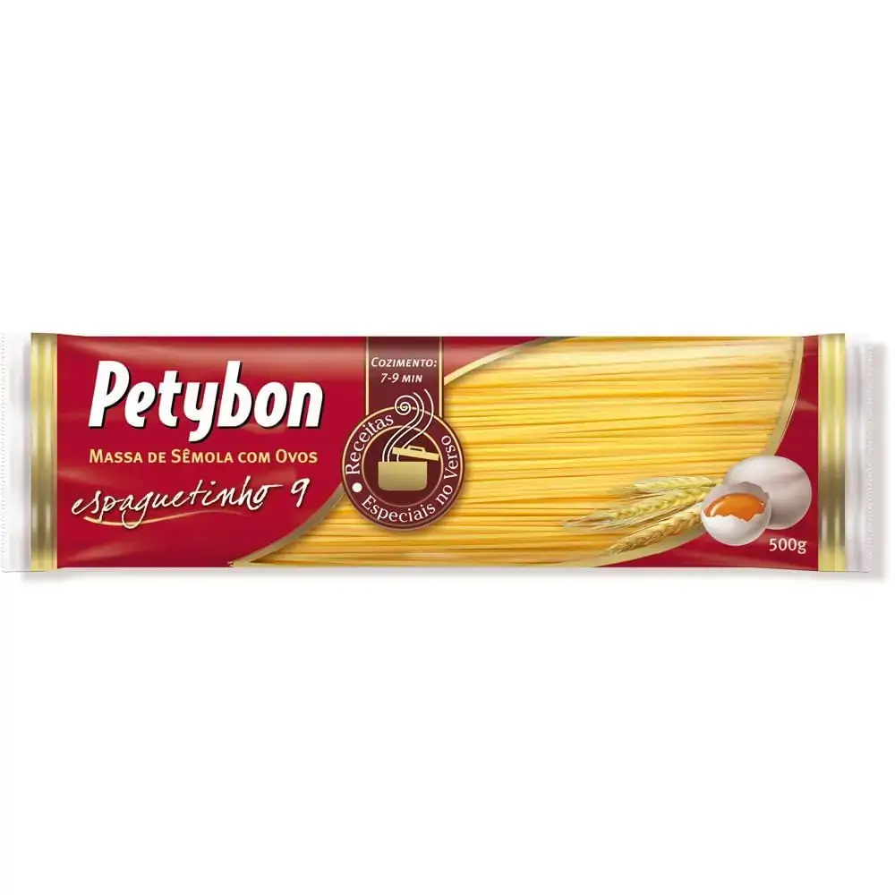 Macarrão De Sêmola Com Ovos Espaguetinho 9 Petybon Pacote 500g