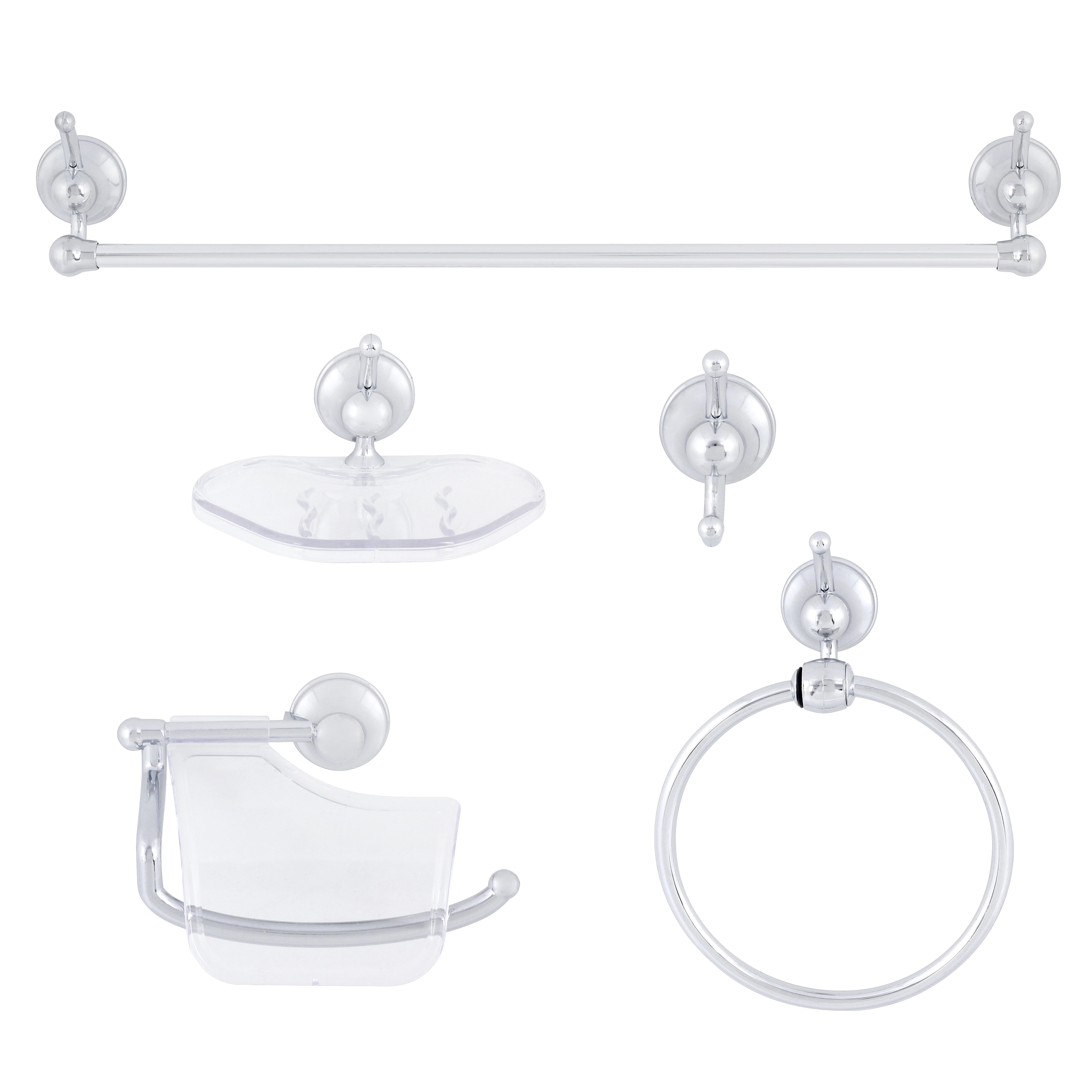 Kit Acessórios de Parede 5 Peças Ideale Cristal Stamplas