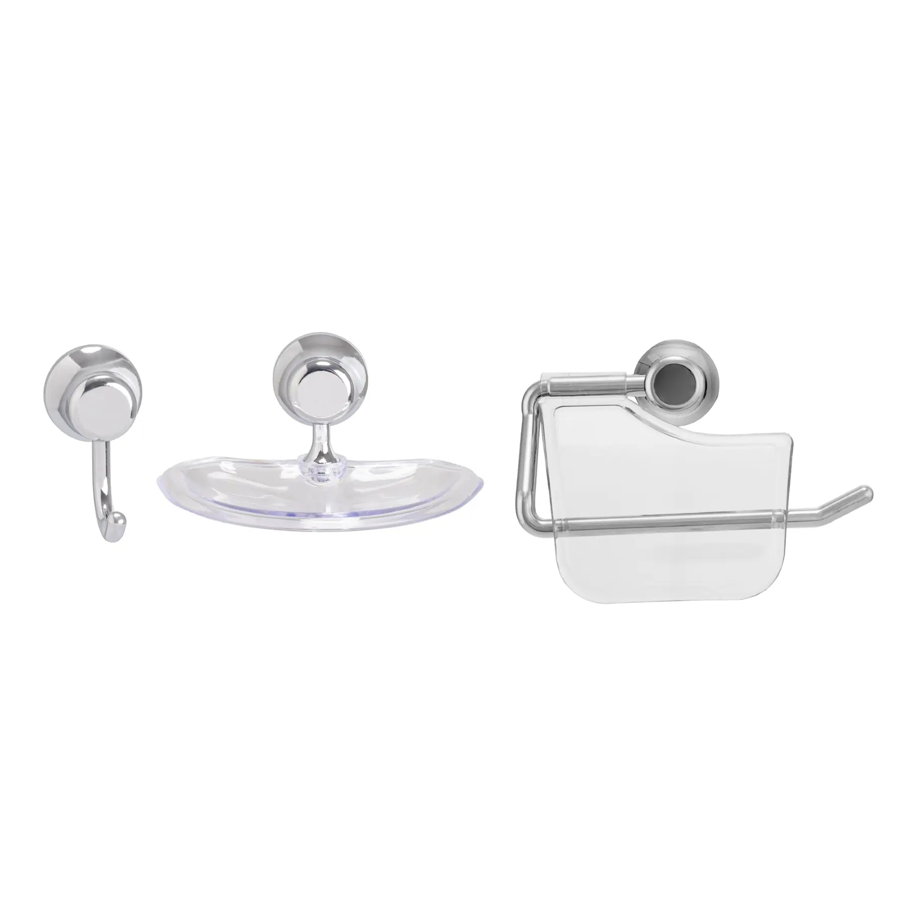 Kit Acessórios de Parede para Banheiro 3 Peças em Resina Termoplástica Transparente Rimini Aquaplas