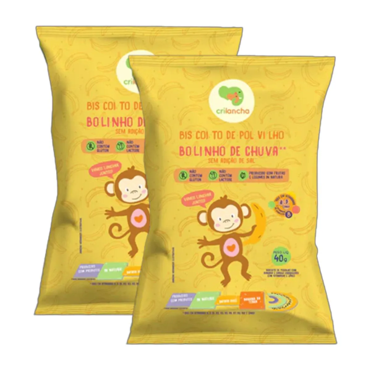 Kit 2X: Biscoito de Polvilho Bolinho de Chuva Vegano Crilancha 40g
