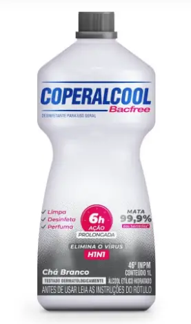 álcool Líquido 46 Inpm Chá Branco Coperalcool Bacfree Frasco 1l