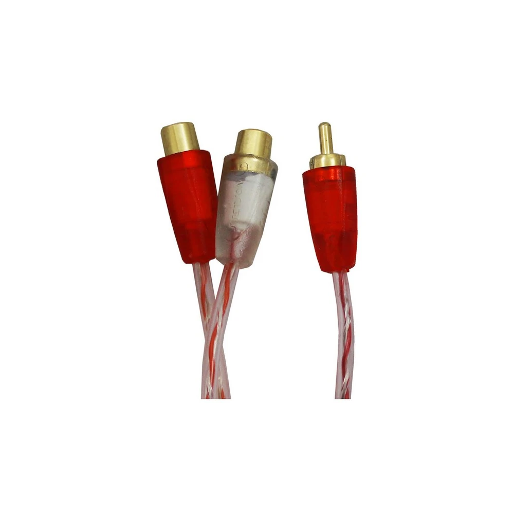 Cabo RCA Y Injetado 1 Ponta Macho 2 Pontas Fêmea Bronze Cristal/ Vermelho - STETSOM 243920