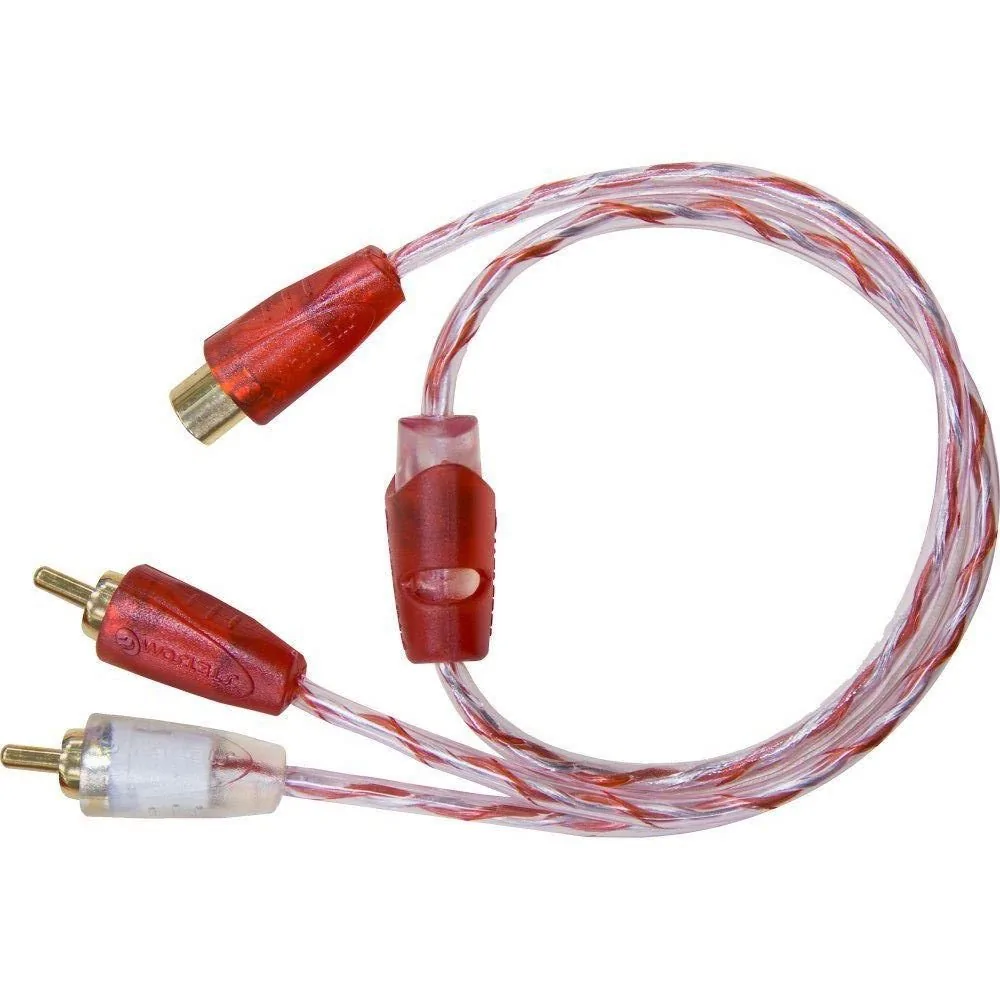 Cabo RCA Y Injetado 1 Ponta Fêmea e 2 Machos Bronze Cristal/ Vermelho - STETSOM 243930