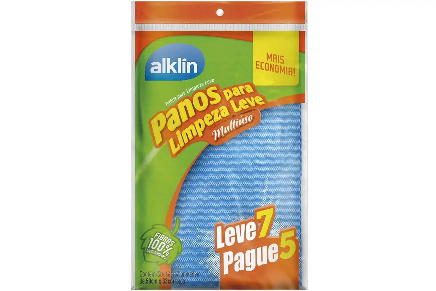 Pano Multiuso para Limpeza Leve com 7 Unidades Azul
