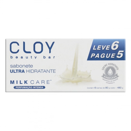 Sabonete Barra Ultra Hidratante Milk Care Cloy Beauty Bar Caixa 480g Leve 6 Pague 5 Unidades