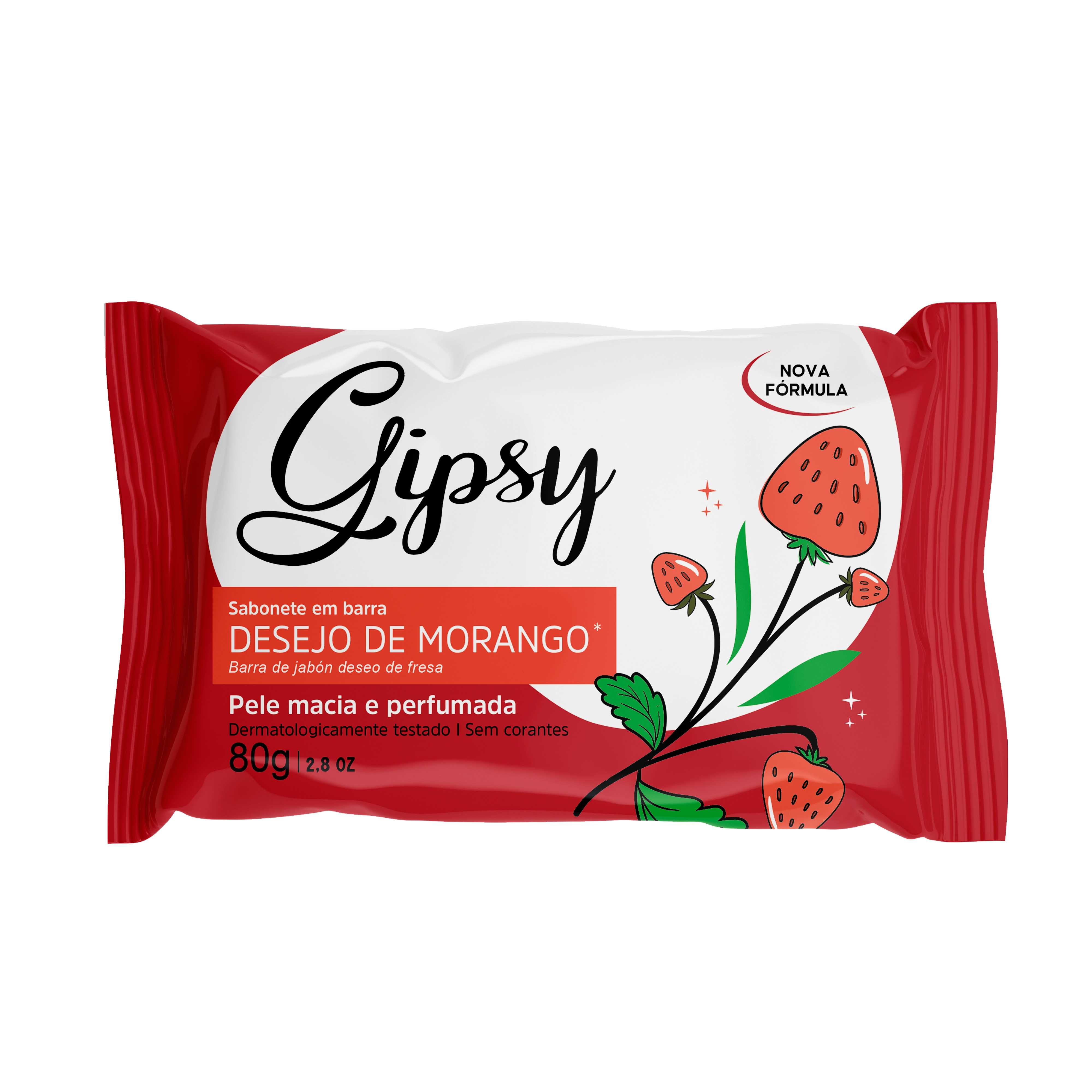 Sabonete Barra Desejo De Morango Gipsy Flow Pack 80g