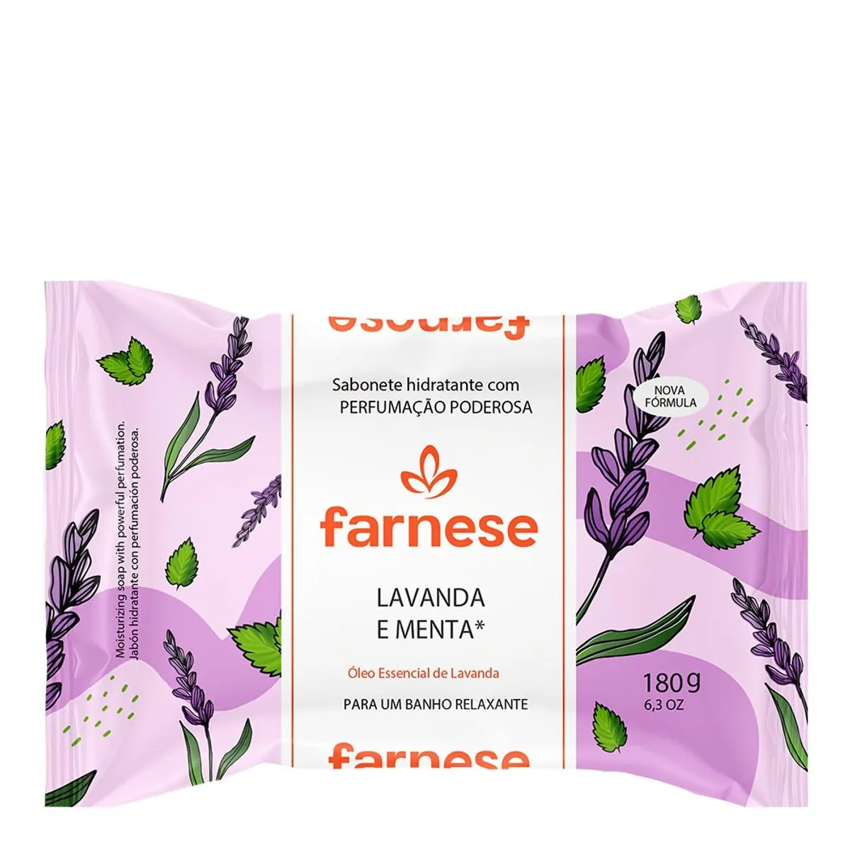 Sabonete Barra Hidratante Lavanda E Menta Farnese Flow Pack 180g