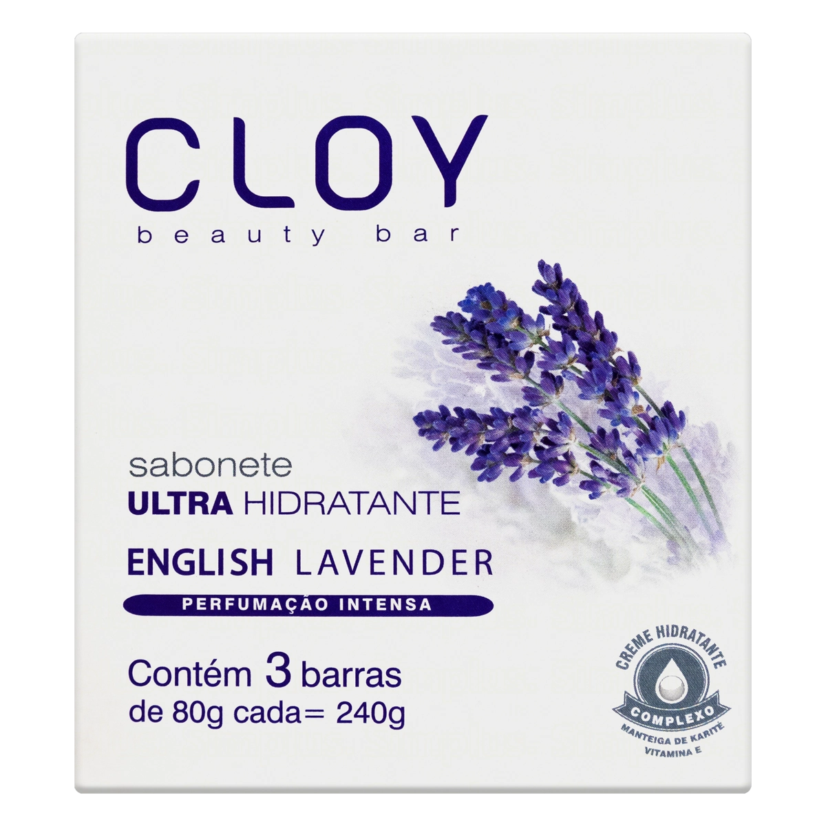 Sabonete Barra Ultra Hidratante English Lavender Cloy Beauty Bar Caixa 240g 3 Unidades