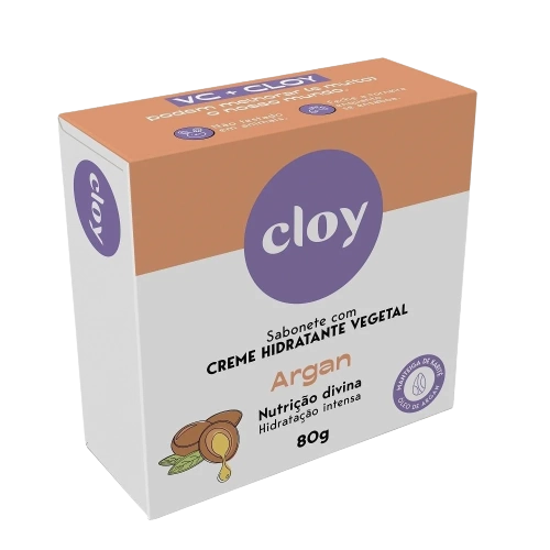 Sabonete Barra Hidratante Vegetal Argan Cloy Nutrição Divina Caixa 80g