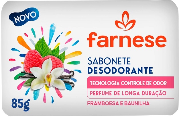 Sabonete Barra Desodorante Framboesa E Baunilha Farnese Envoltório 85g