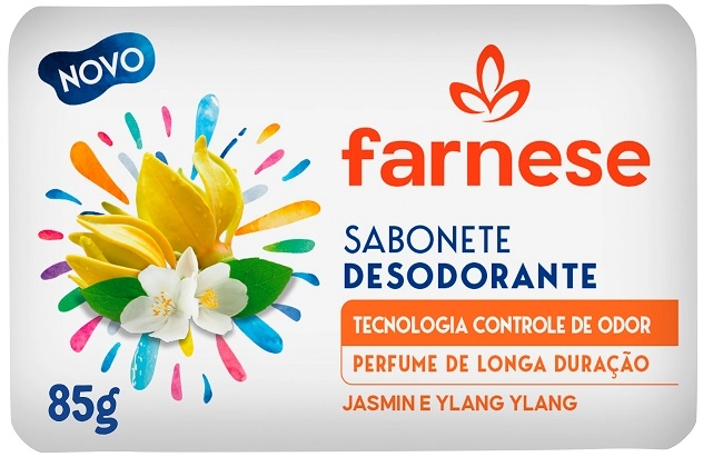 Sabonete Barra Desodorante Jasmim E Ylang Ylang Farnese Envoltório 85g
