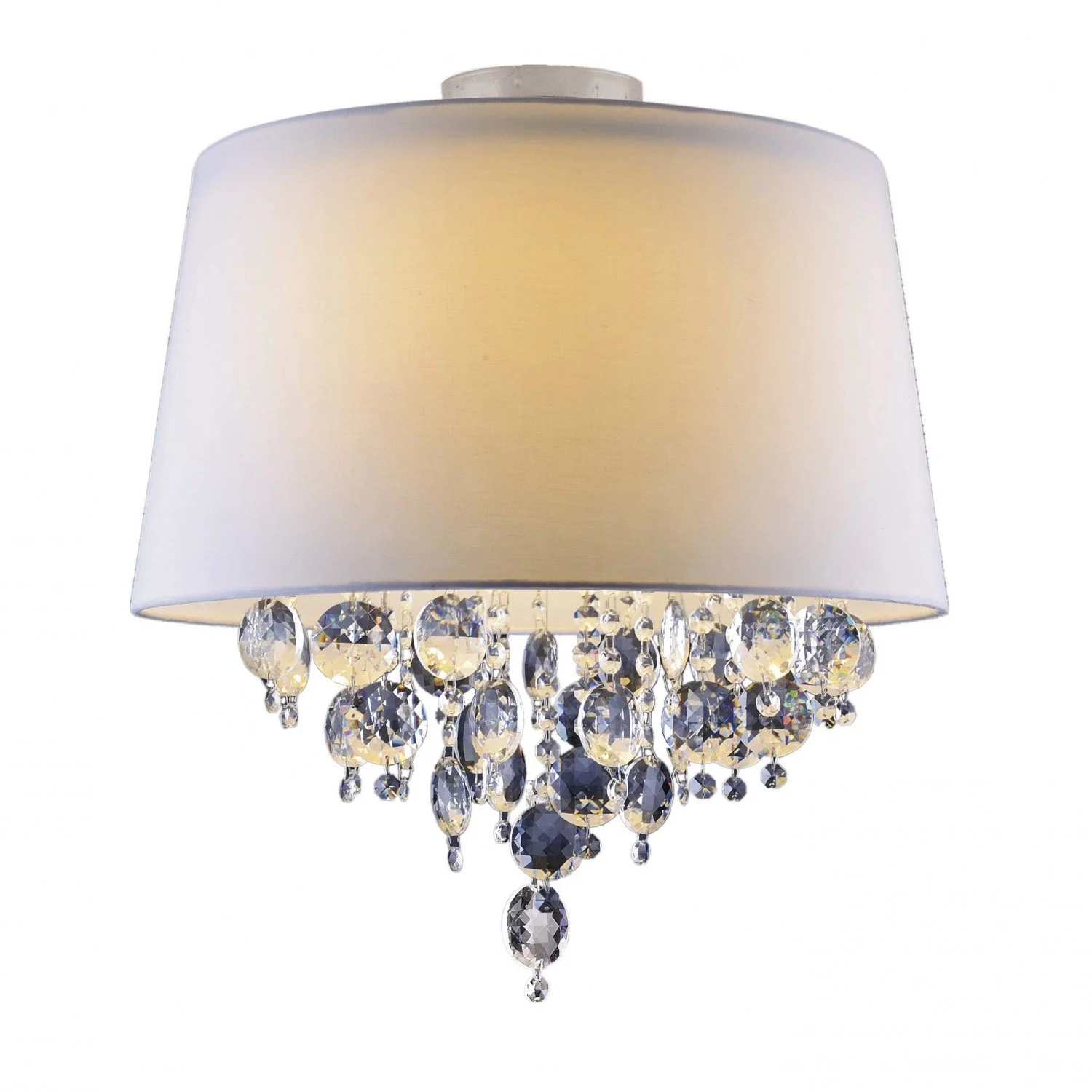 Plafon Com Cristais Redondo 44cm São Paulo Bronzearte Branco
