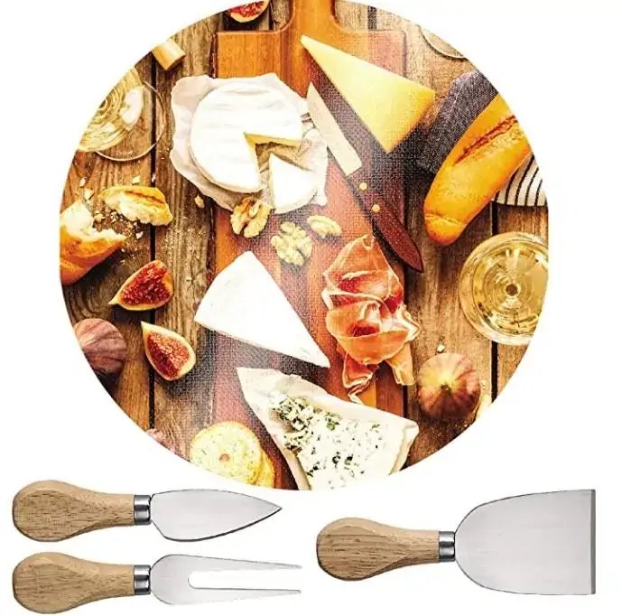 Conjunto Queijo 4 Peças Tábua Vidro Euro