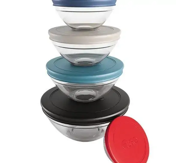 Conjunto De Potes De Vidro Redondos Com Tampa Plastica 5 Peças Colorido Euro Home
