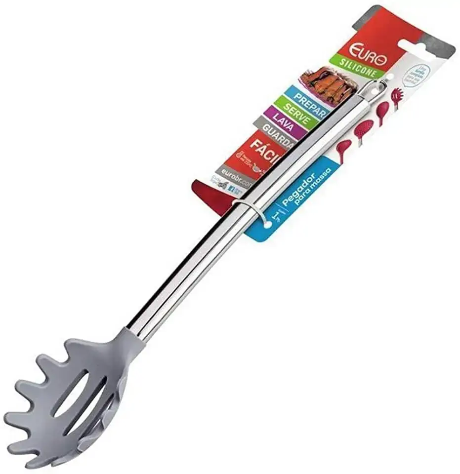 Pegador Massa Silicone Euro Cabo Inox Cinza