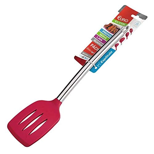 Espatula Euro Vazada Silicone Cabo Inox