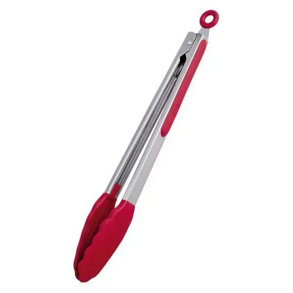 Pegador Multiuso De Silicone Com Cabo Inox 35 Cm Vermelho Euro Home