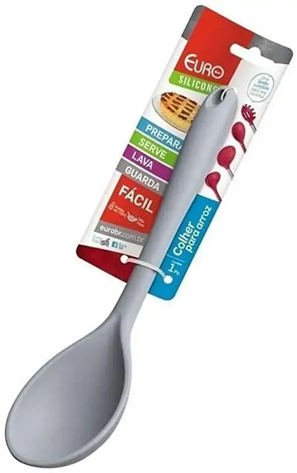Colher Arroz Silicone Euro Cinza 27cm