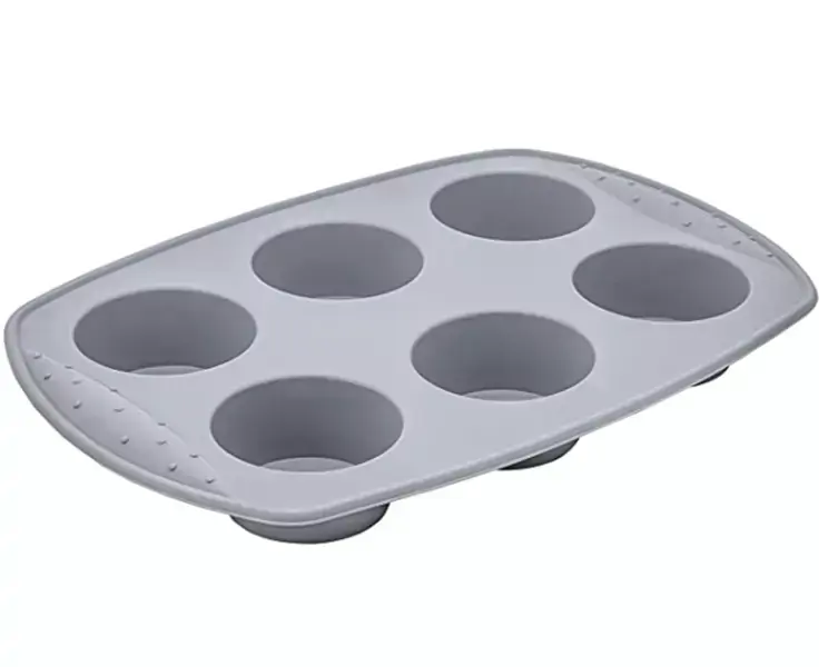 Forma de Silicone Cinza Decorada para 6 Cupcakes - Euro