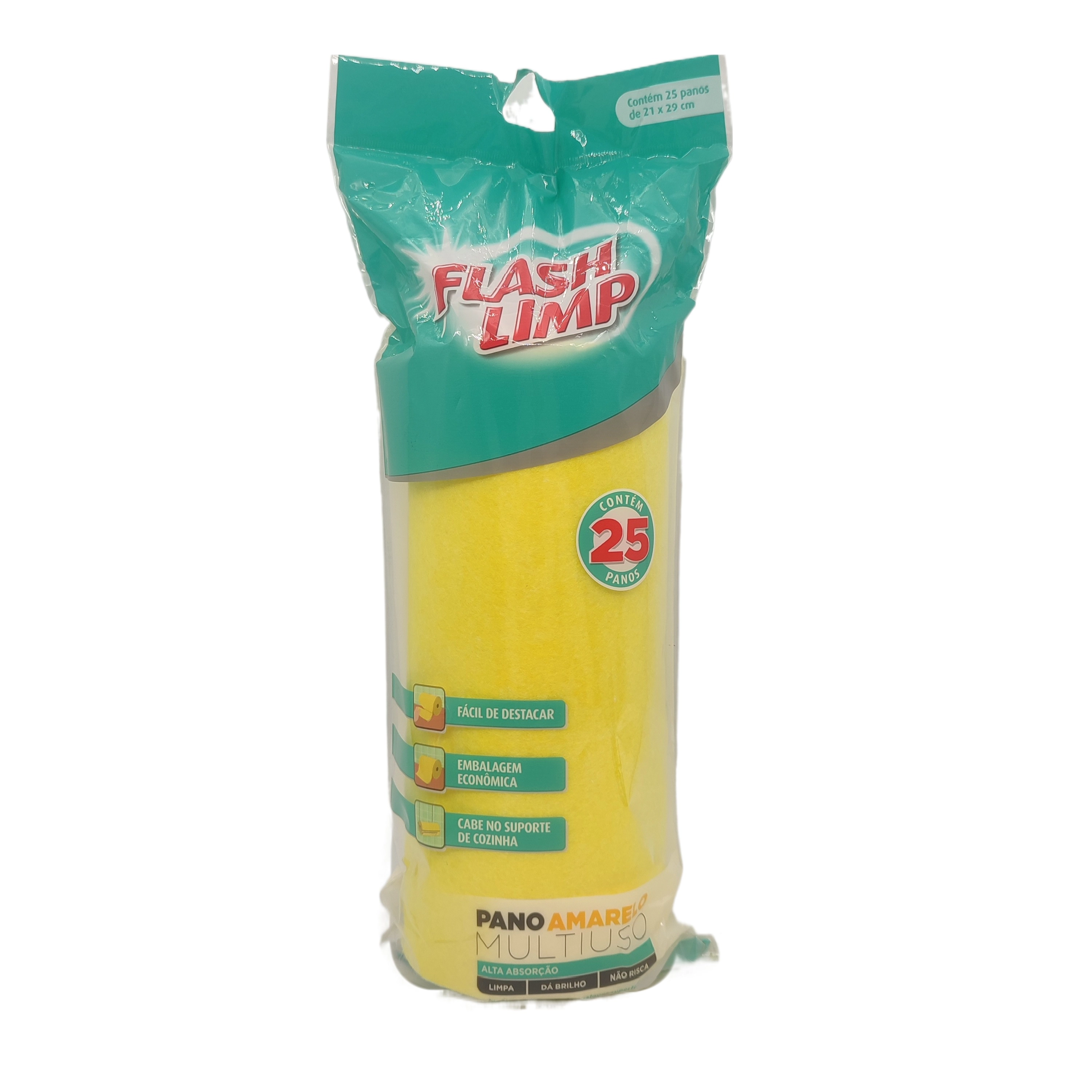 Pano Flash Limp Multiuso Rolo C/25 Amarelo 21x29cm Ref.flp4533 Un