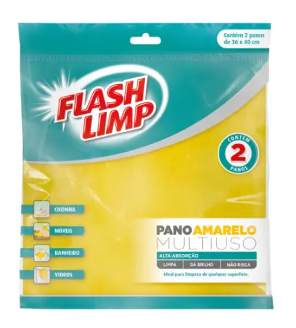 Pano Flash Limp Multiuso C/02 Amarelo 36x40cm Ref.flp4540 Un
