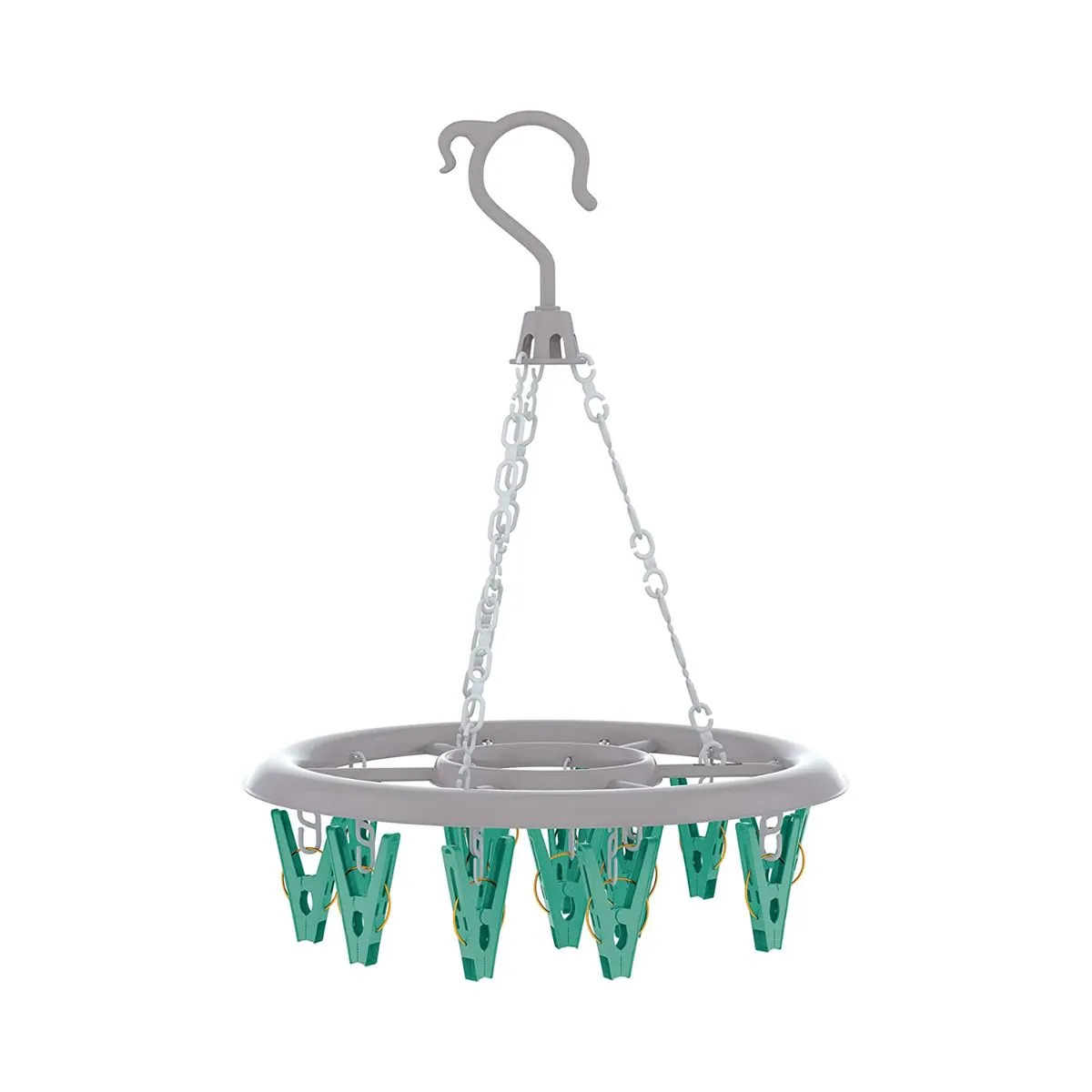 Mini Varal Redondo Flash Limp 16 Prendedor Cinza Verde