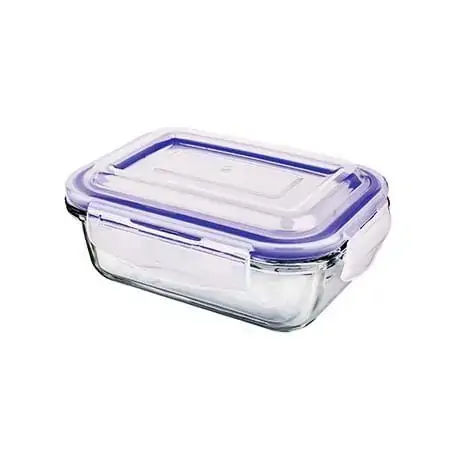 Pote De Vidro Hermetico Retangular 370 Ml Azul Euro Home