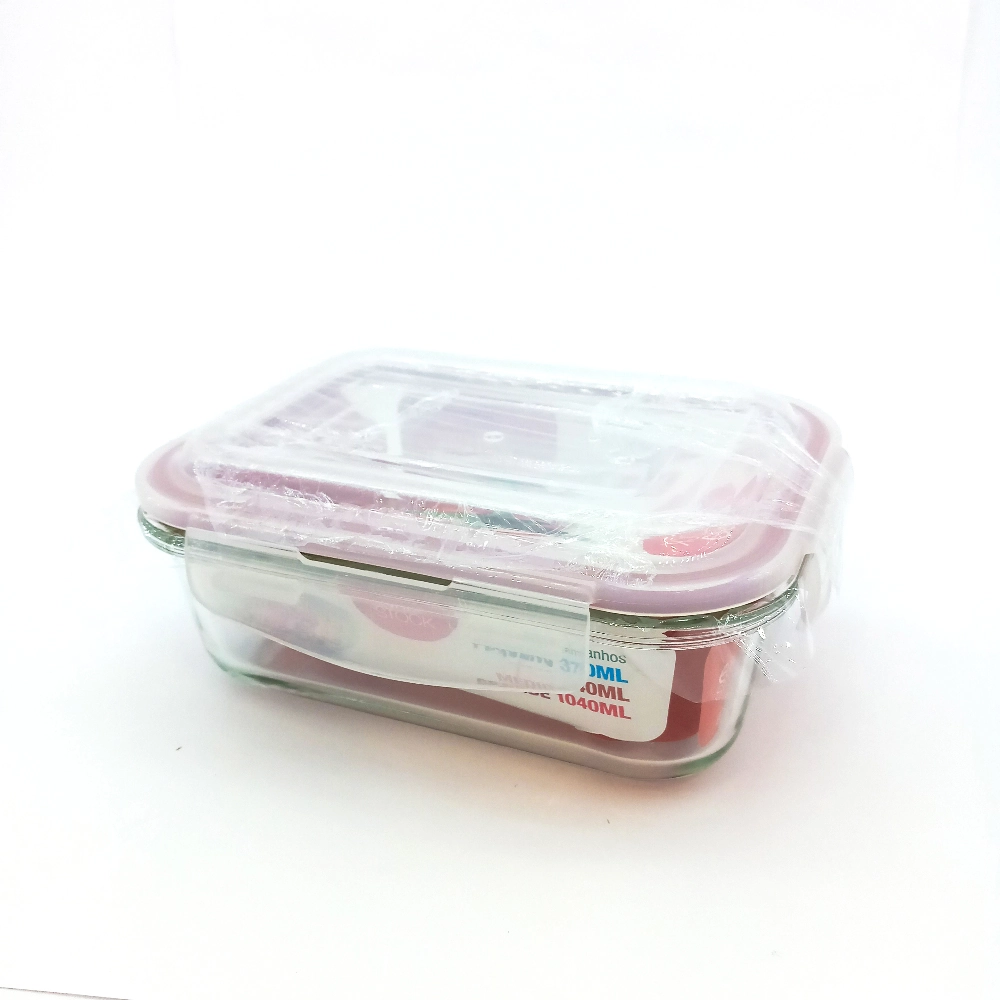 Pote Euro Stock Vidro C/tampa Retangular 640ml Ref.vdr8678 Un