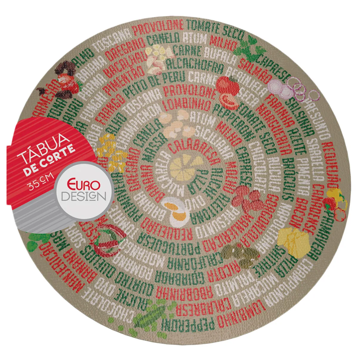 Tábua de Cortar e Servir de Vidro Redonda Euro Sabores 35cm FH13014