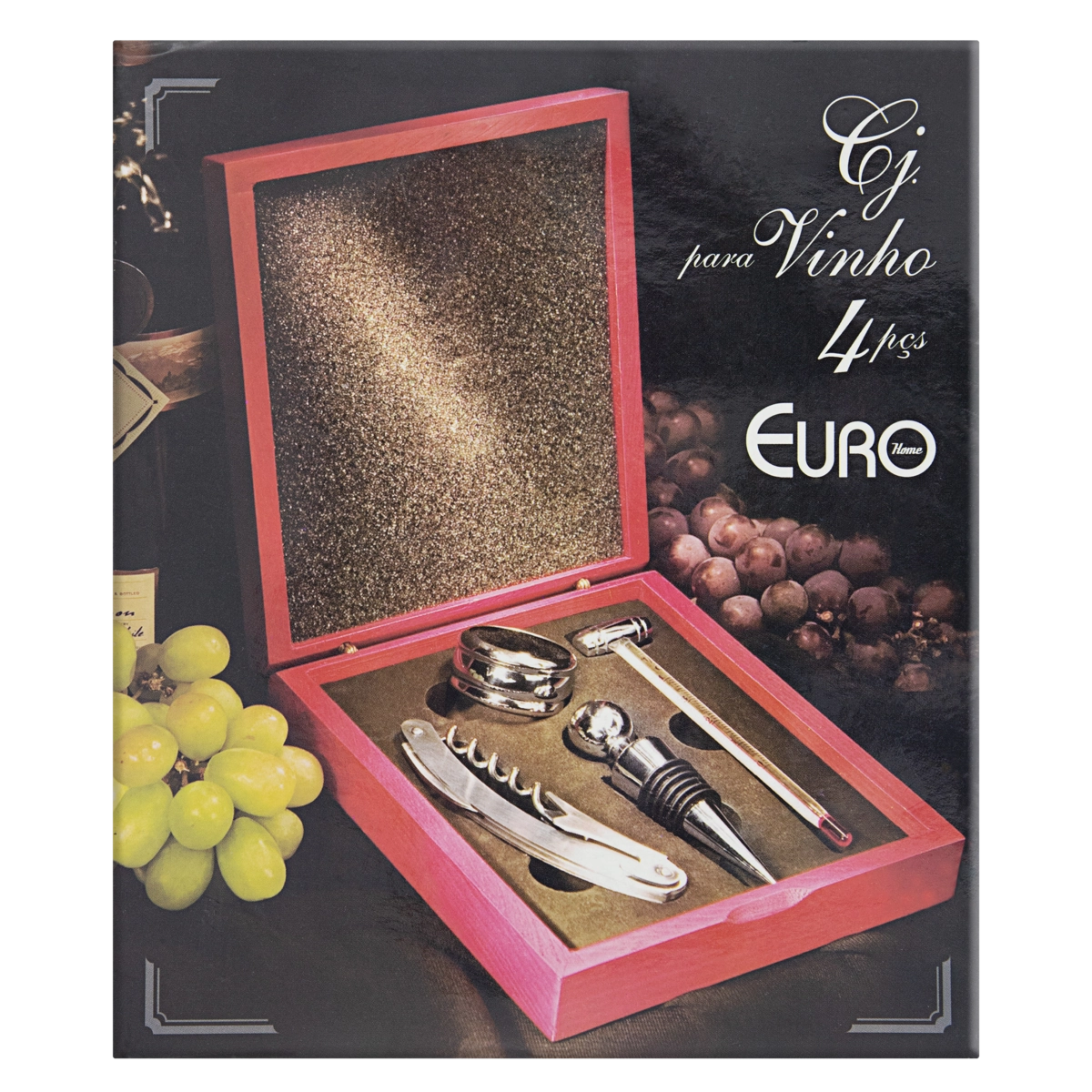 Conjunto Acessórios Para Vinho Euro Home Caixa 4 Peças
