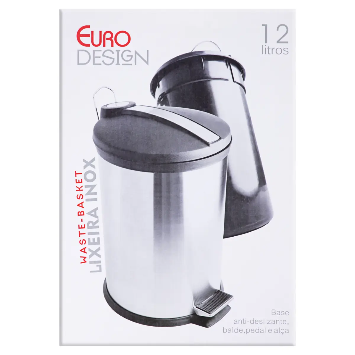 Lixeira Com Pedal Inox 12l Euro Design
