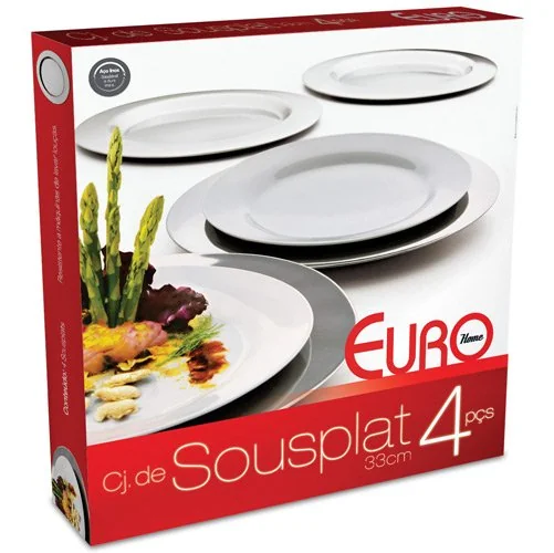 Conjunto Sousplat Inox 4 Peças 33cm Euro Home