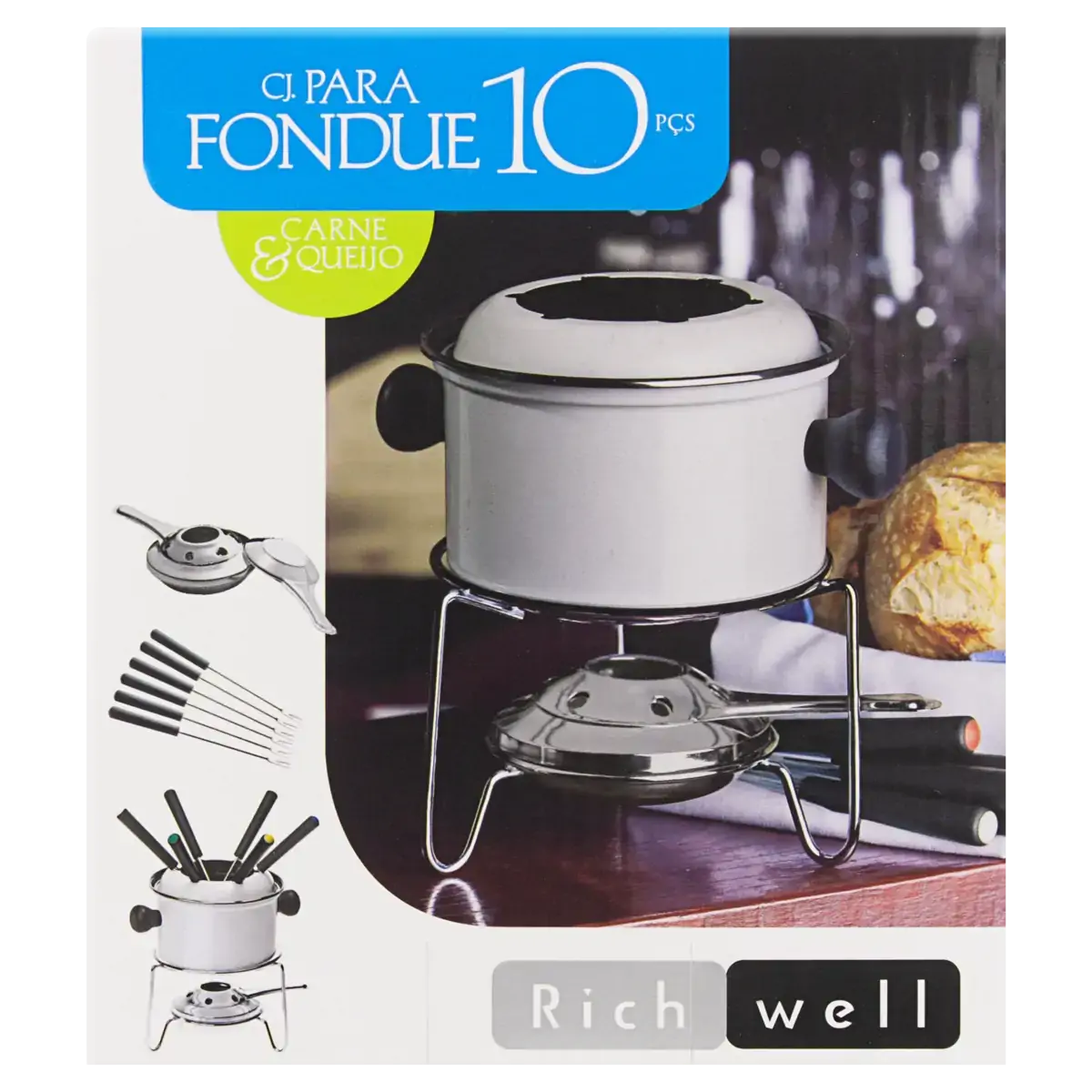 Conjunto Panela Para Fondue Branca Rich Well 10 Peças