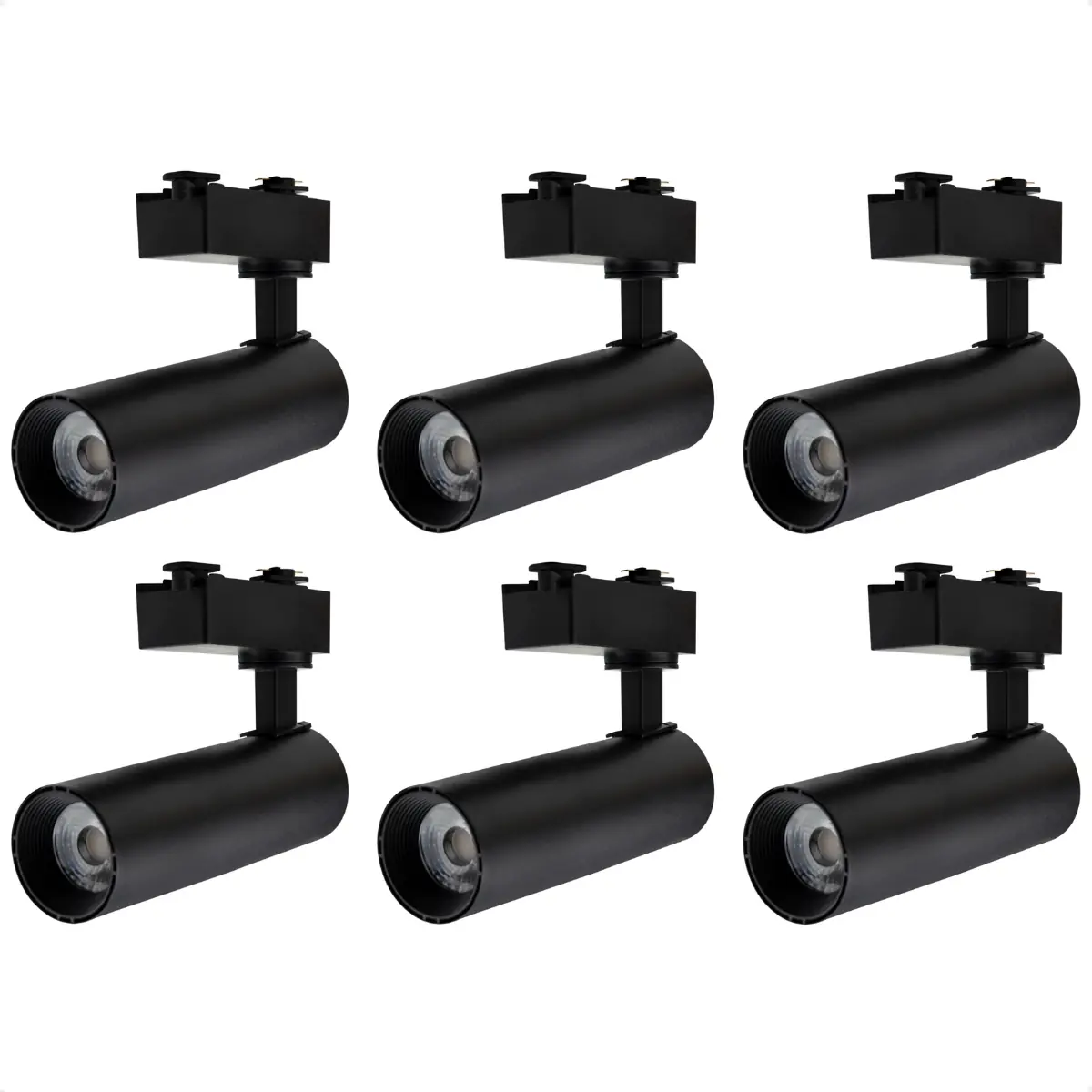 Kit 6 Spot Longo Led Mr16 Para Trilho Eletrificado Preto 3000k Quente