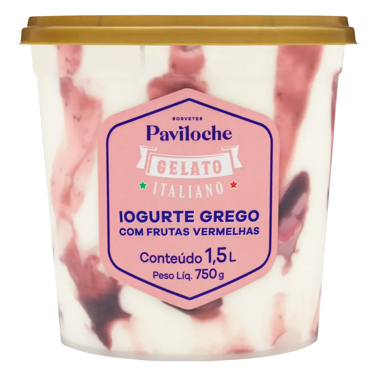 Gelato Italiano Iogurte Grego Com Frutas Vermelhas Paviloche Pote 1,5l